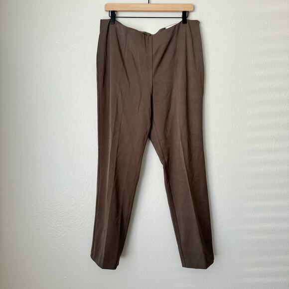NWT Chicos Womens Brown Pleated Trouser Pant Size Large Short Work Career Busine - Picture 1 of 8